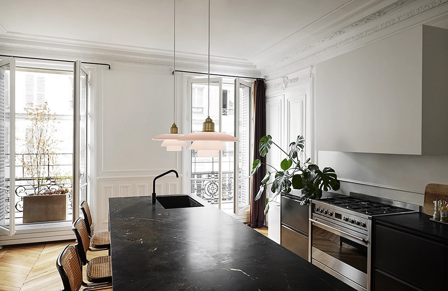 Elegant Radiance: PH 3½-3 Pale Rose Brass Pendant by Louis Poulsen